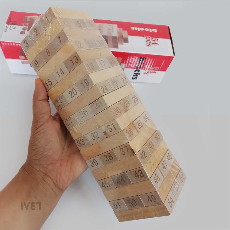 بازی فکری جنگا چوبی ۵۴ قطعه مدل شمارهدار (همراه با تاس) وارداتی - Image 2